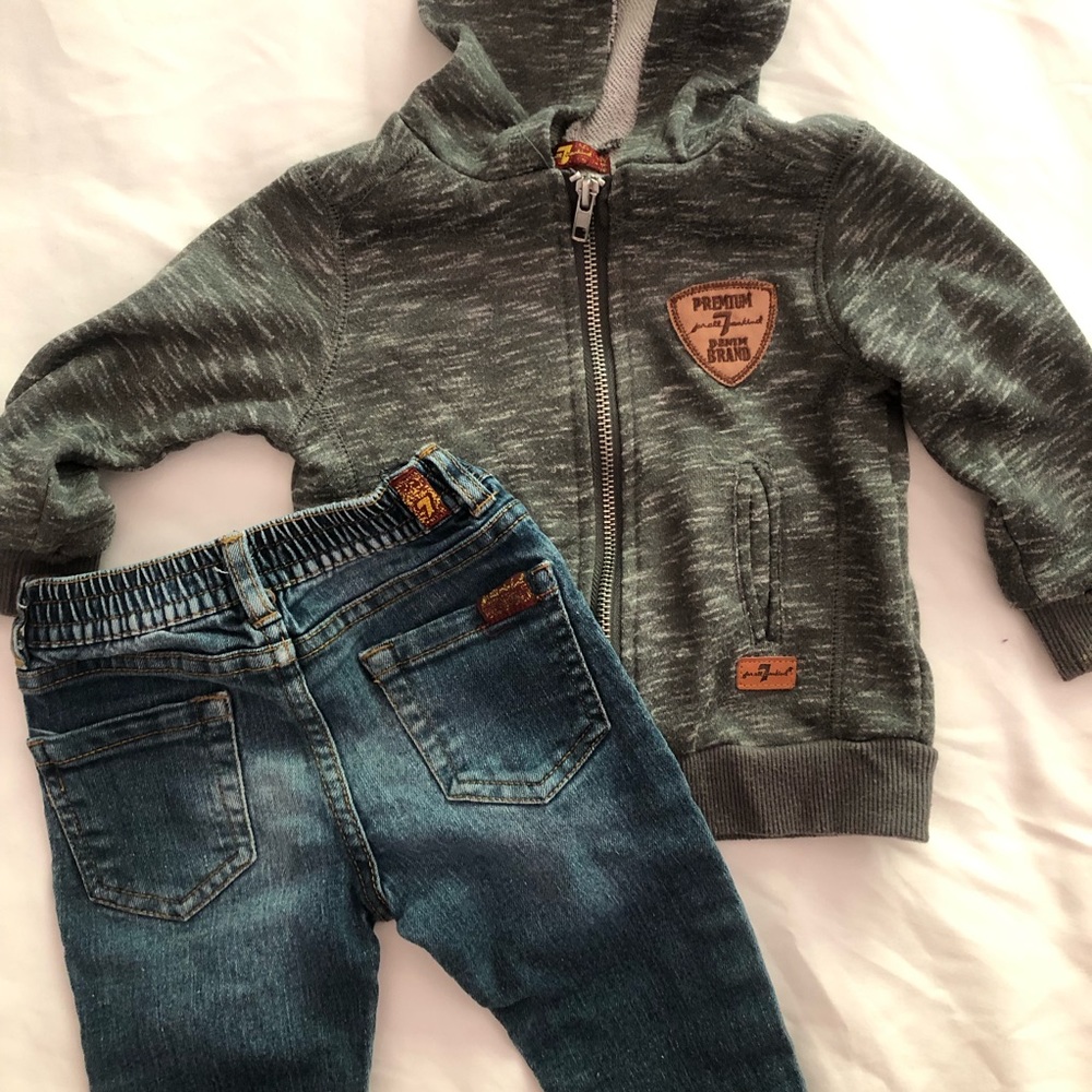 7 For All Mankind Jeans & Hoodie Set | 12 mo